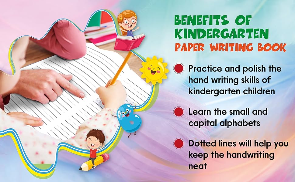 Benefits: practice handwriting, learn small and capital letters, dotted lines keep handwriting neat